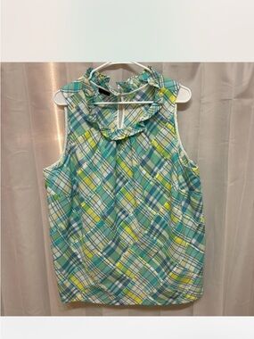 Talbots Plaid Patchwork Ruffle-Neck Sleeveless Camisole Size XXL